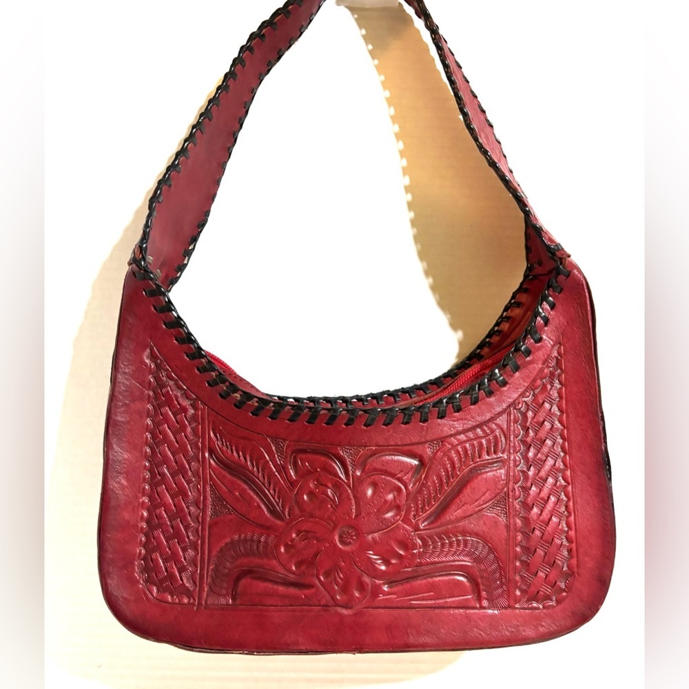 Leader Floral Embossed Red Shoulder Bag